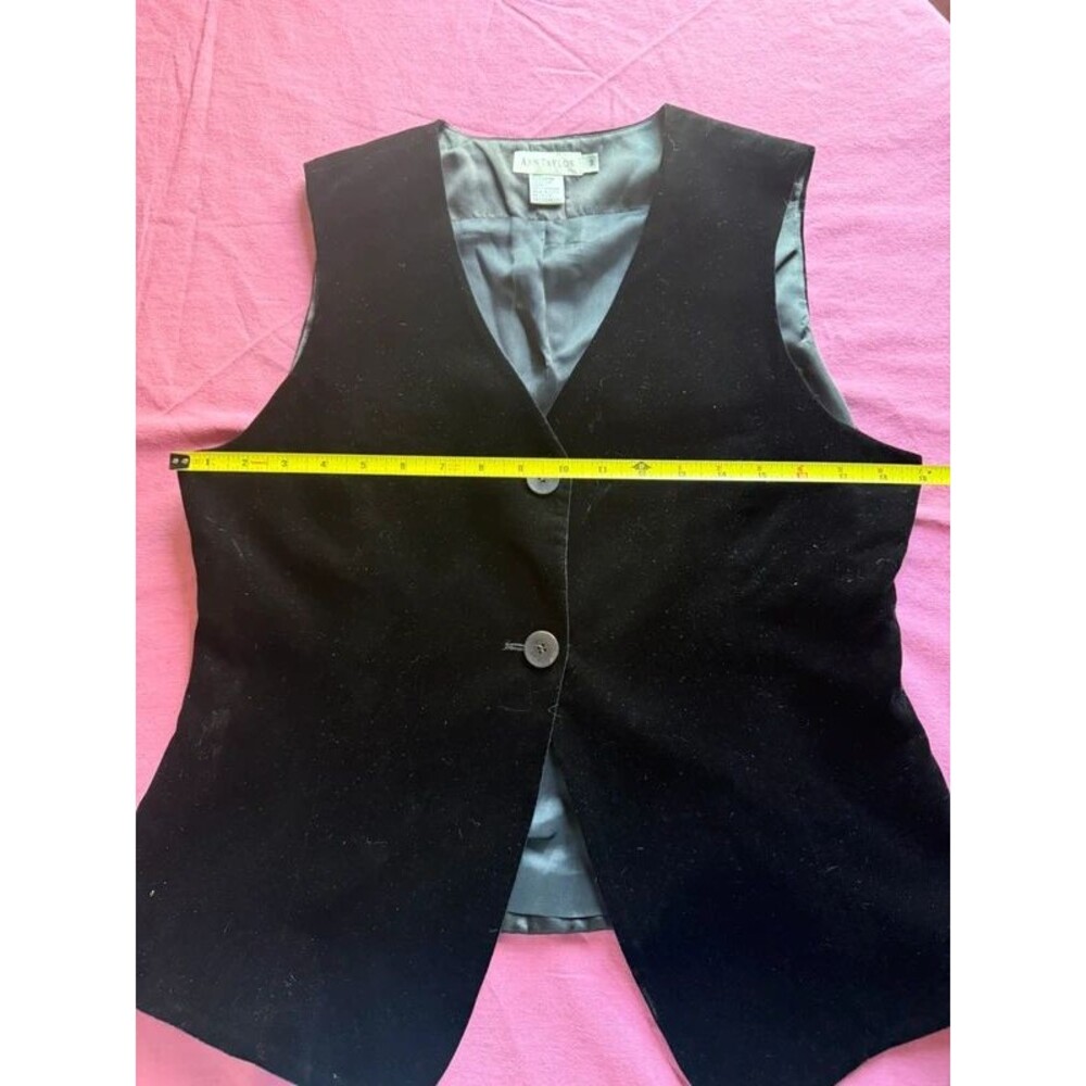 Ann Taylor Black Velvet Button Front Vest 10